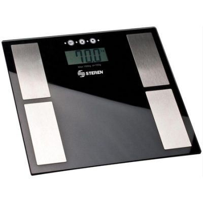 Báscula digital de cristal con medidor de masa corporal