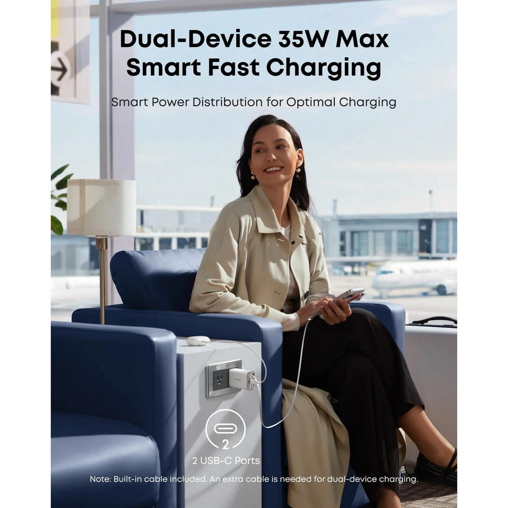 Anker Nano Charger 35W Built-In Retractable USB-C Cable Blanco en ARTIKULOS Foto 2